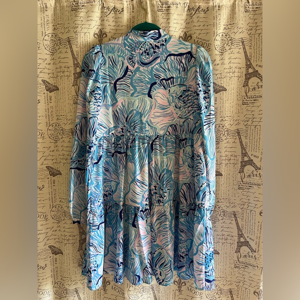 Lilly Pulitzer Blue and Pink Long Sleeve Dress - Picture 5 of 5